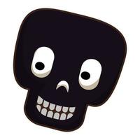 Black skull icon, cartoon style vector