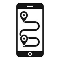 Smartphone bike route icon, simple style vector
