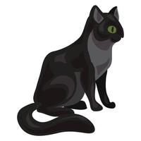 Black cat icon, cartoon style vector