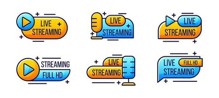 Live Streaming Icons Set vector