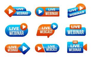 Live Webinar Icons Set vector