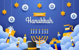 Happy Hanukkah Paper Background vector