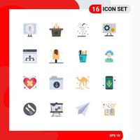 Set of 16 Modern UI Icons Symbols Signs for gear screen beverage monitor straw Editable Pack of Creative Vector Design Elements