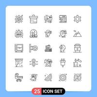 Universal Icon Symbols Group of 25 Modern Lines of gear maker money machine preschool Editable Vector Design Elements