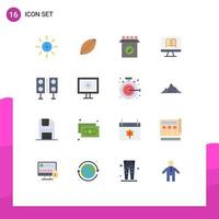 Pack of 16 creative Flat Colors of devices book rugby ball computer ready Editable Pack of Creative Vector Design Elements