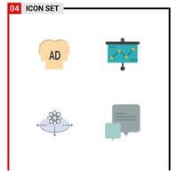 User Interface Pack of 4 Basic Flat Icons of elementary concept brian graph innovation Editable Vector Design Elements