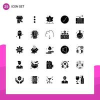 Group of 25 Solid Glyphs Signs and Symbols for generator emergency thanks electricity complete Editable Vector Design Elements