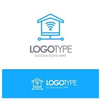 Security Internet Signal Blue outLine Logo with place for tagline vector