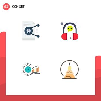 4 Flat Icon concept for Websites Mobile and Apps file representative work chat analytics Editable Vector Design Elements