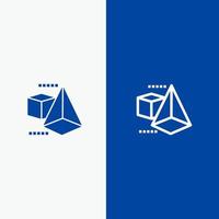 3dModel 3d Box Triangle Line and Glyph Solid icon Blue banner vector