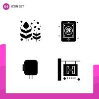 conjunto de iconos de glifo paquete de 4 iconos sólidos aislados en fondo blanco para el diseño de sitios web receptivos, impresión y aplicaciones móviles, fondo de vector de icono negro creativo