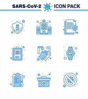 CORONAVIRUS 9 Blue Icon set on the theme of Corona epidemic contains icons such as illness health hospital clinical record medical viral coronavirus 2019nov disease Vector Design Elements