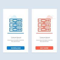 Server Data Storage Cloud Files  Blue and Red Download and Buy Now web Widget Card Template vector