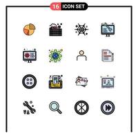 16 Universal Flat Color Filled Line Signs Symbols of software ideas apples brainstorming connect Editable Creative Vector Design Elements