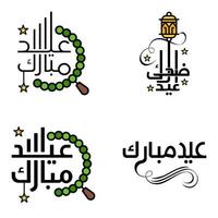 Las 4 mejores frases de eid mubarak que dicen texto de cita o letras fuentes decorativas escritura vectorial y tipografía manuscrita en cursiva para diseños folletos pancartas volantes y camisetas vector