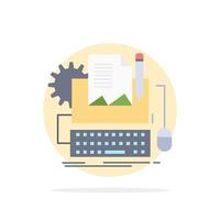 Type Writer paper computer paper keyboard Flat Color Icon Vector