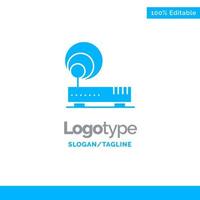 hardware de conexión red de internet azul plantilla de logotipo sólido lugar para el eslogan vector