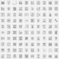 Pack of 100 Universal Line Icons for Mobile and Web vector