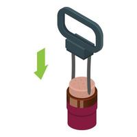 Modern corkscrew icon, isometric style vector