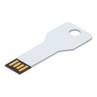 icono de flash de llave usb, estilo isométrico vector