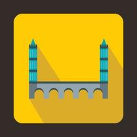 Bridge with towers icon, flat style vector