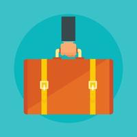 Leather suitcase concept background, flat style vector