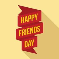 Happy friends day ribbon logo, flat style vector