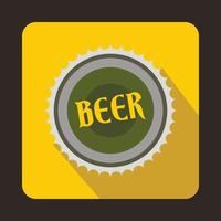 icono de tapa de botella de cerveza en estilo plano vector