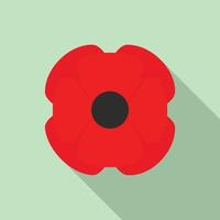 Wild poppy flower icon, flat style vector