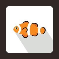 Cute clown fish icon, flat style vector