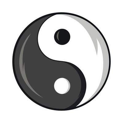 Yin and yang symbol icon, cartoon style
