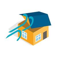 Hurricane destroyed house icon vector