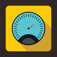 Speedometer with blue background icon, flat style vector