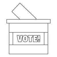icono de caja de votación de madera, estilo de esquema vector