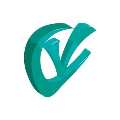 Check mark or tick in a circle icon, cartoon style