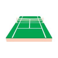 Green tennis court icon, cartoon style vector