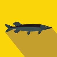 Pike icon, flat style vector