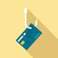 icono de tarjeta de crédito de phishing, estilo plano vector