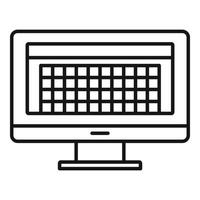 Desktop computer photo redaction icon, outline style vector