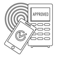 Approved terminal payment icon, outline style vector