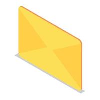 Yellow mail icon set, isometric style vector