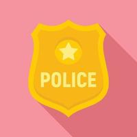 icono de emblema de oro de la policía, estilo plano vector