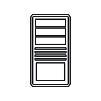 Black computer system unit icon, outline style vector