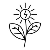 Flower solar energy icon, outline style vector