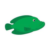 icono de pez verde en estilo de dibujos animados vector