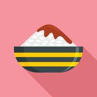 Bowl of rice icon, flat style vector