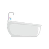 Bathtube with water tap icon, flat style vector