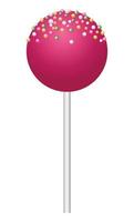 Pink lollipop icon, realistic style vector