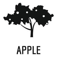 icono de árbol de manzana, estilo negro simple vector