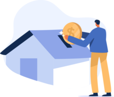 Home bank credit, down payment, real estate services, house loan pay off. Home loan repayment. png illustration